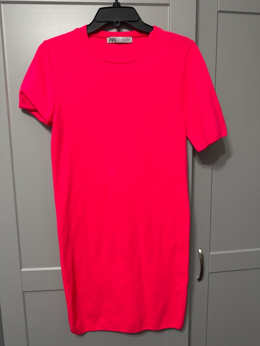 Zara Hot Pink Short Sleeve Shift Dress